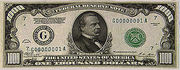 1000-долларовая купюра 1928 г. с портретом Кливленда (сейчас вышла из обращения)