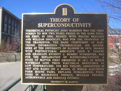 A commemorative plaque remembering Bardeen and the Theory of Superconductivity, at the University of Illinois at Urbana-Champaign campus